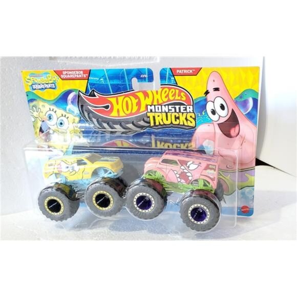 Hot Wheels Monster Trucks SpongeBob SquarePants vs Patrick Demolition Double 2PK - Picture 4 of 6